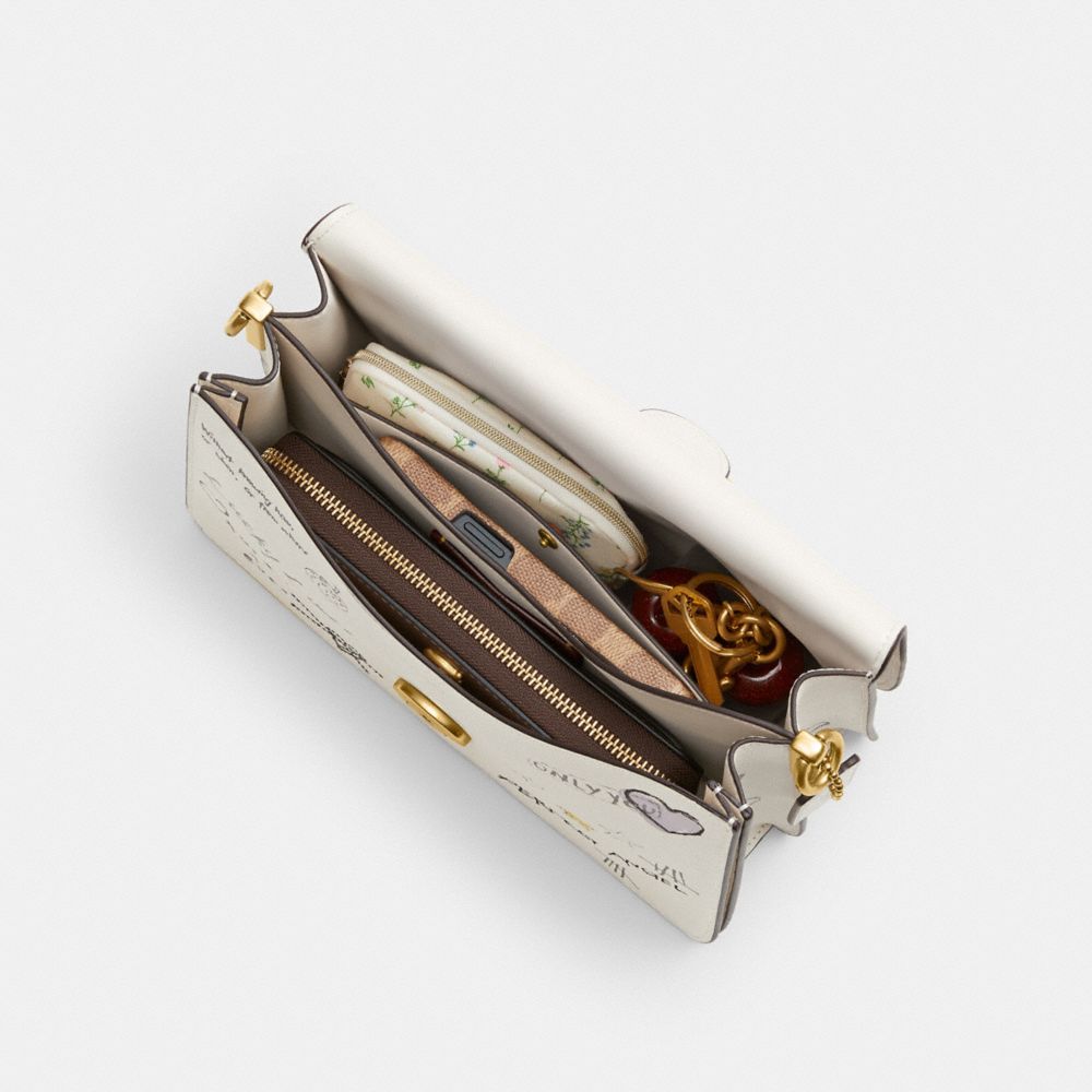 Chain Tabby Shoulder Bag With Sketch Print