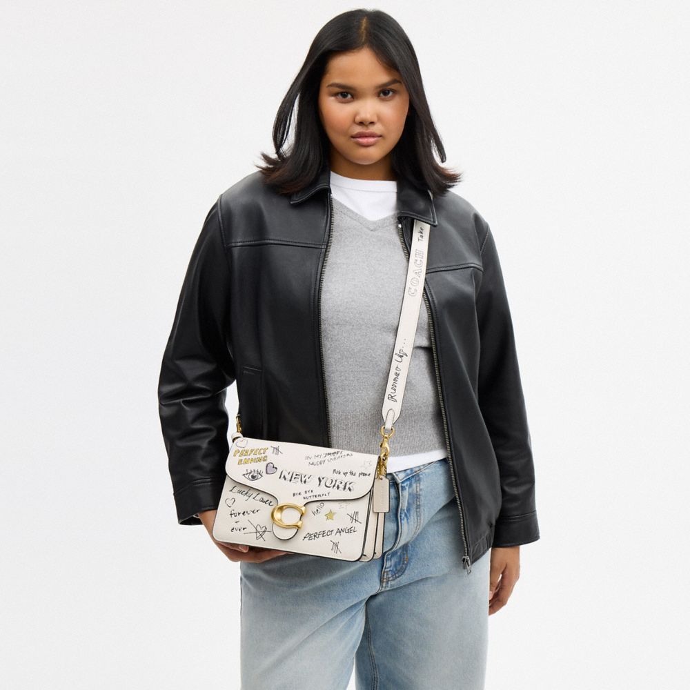 Chain Tabby Shoulder Bag With Sketch Print