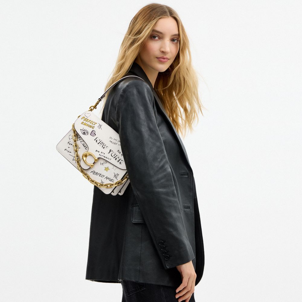 Chain Tabby Shoulder Bag With Sketch Print