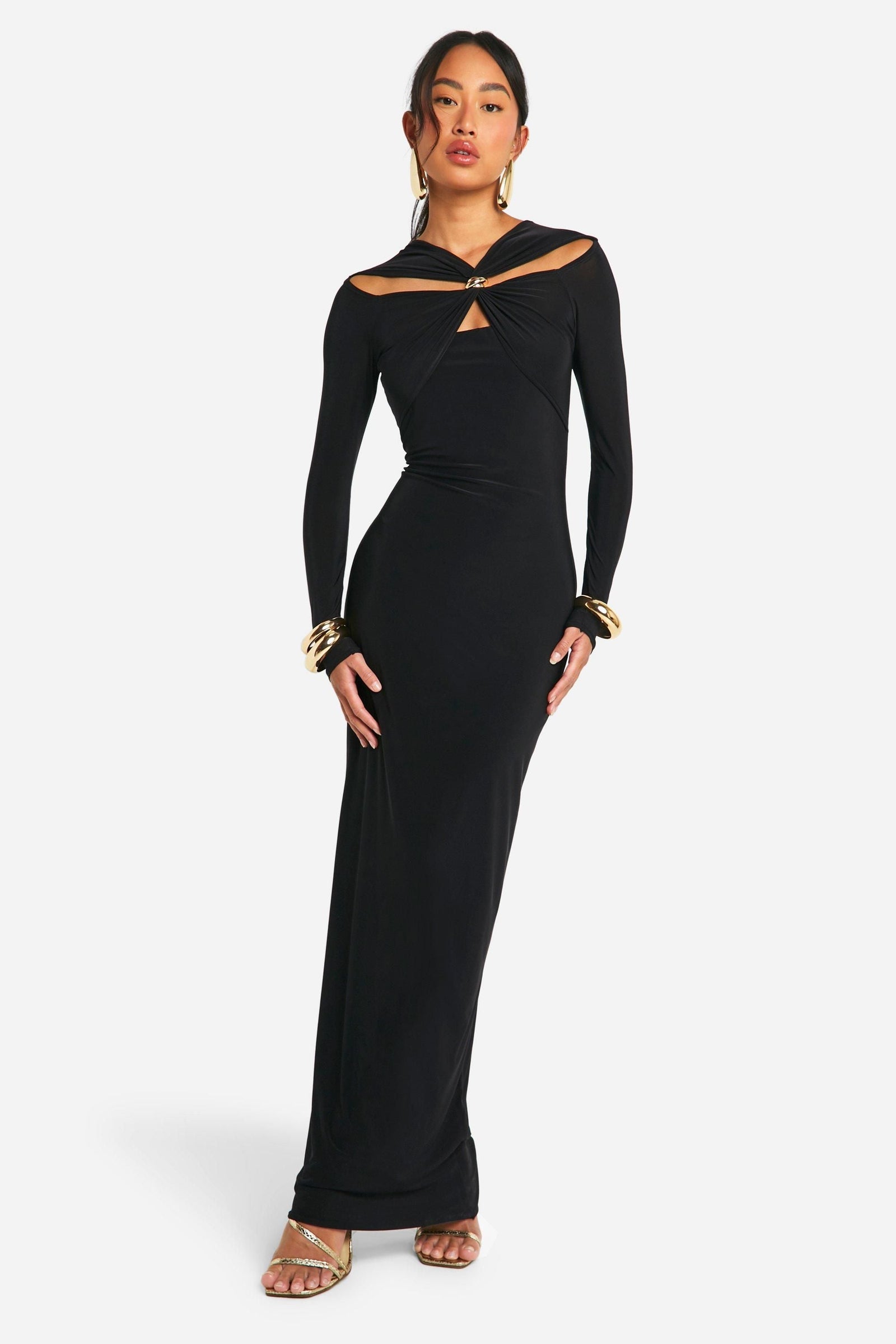 Trim Detail Cut Out Maxi Dress