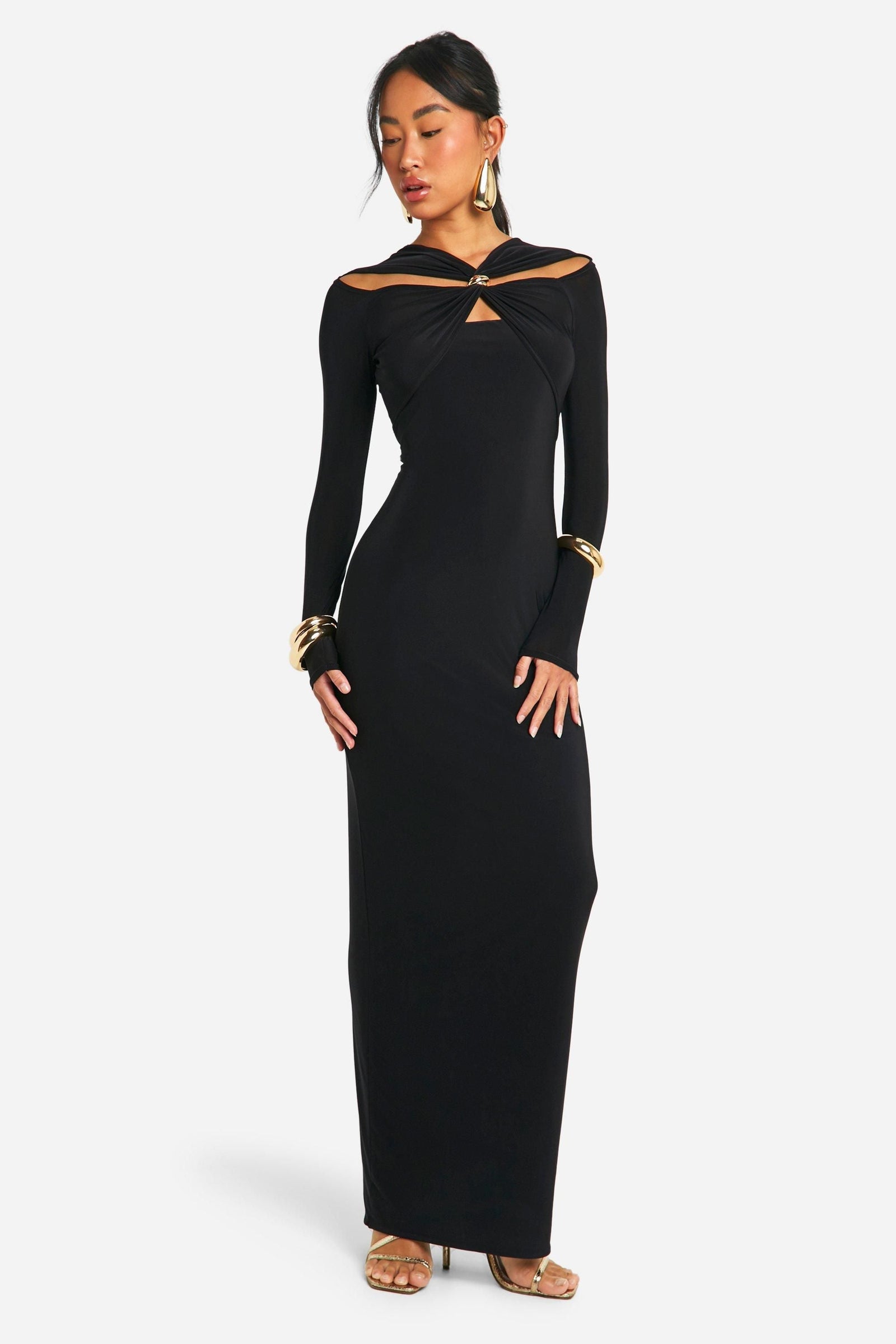 Trim Detail Cut Out Maxi Dress