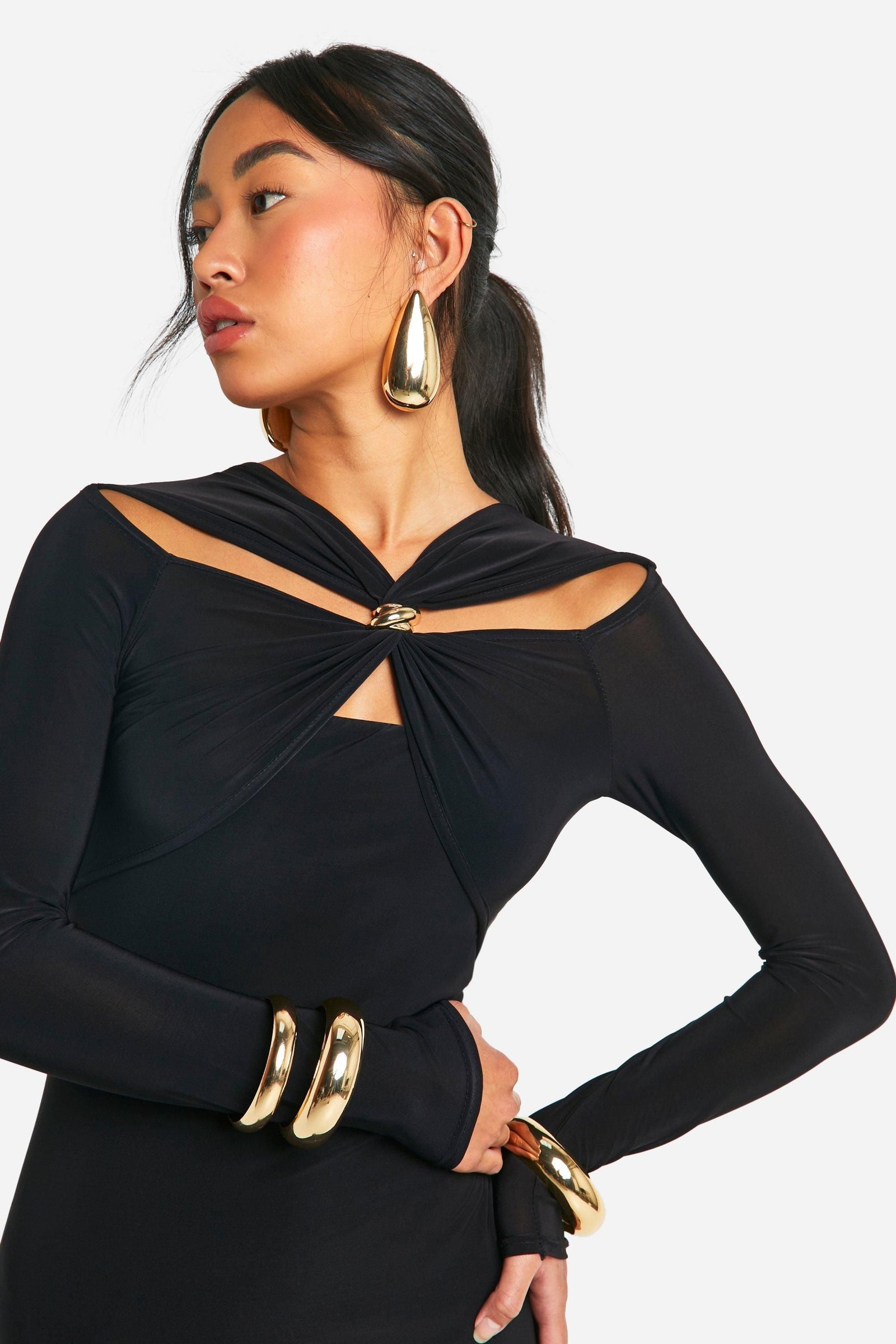 Trim Detail Cut Out Maxi Dress