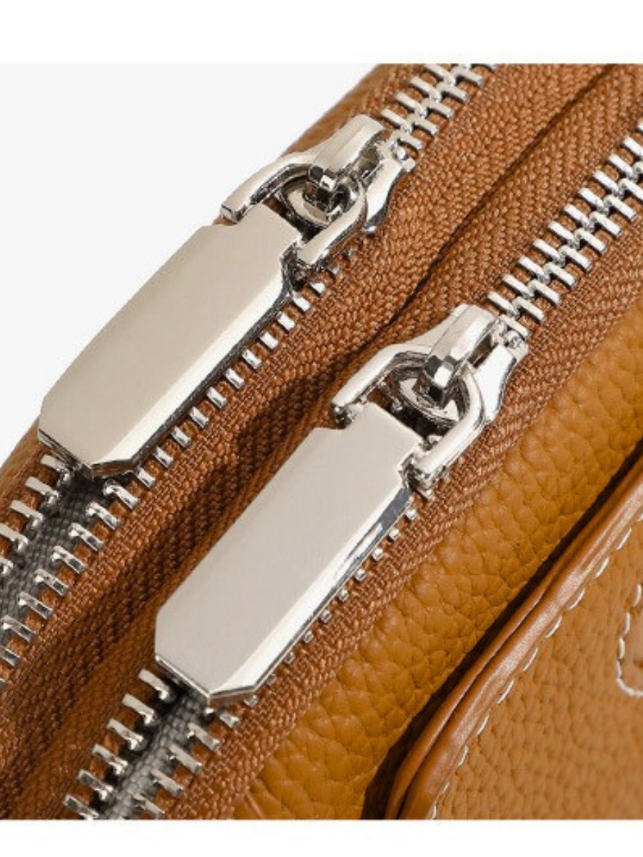 Pouche -Ladies Leather Crossbody bag, Caramel