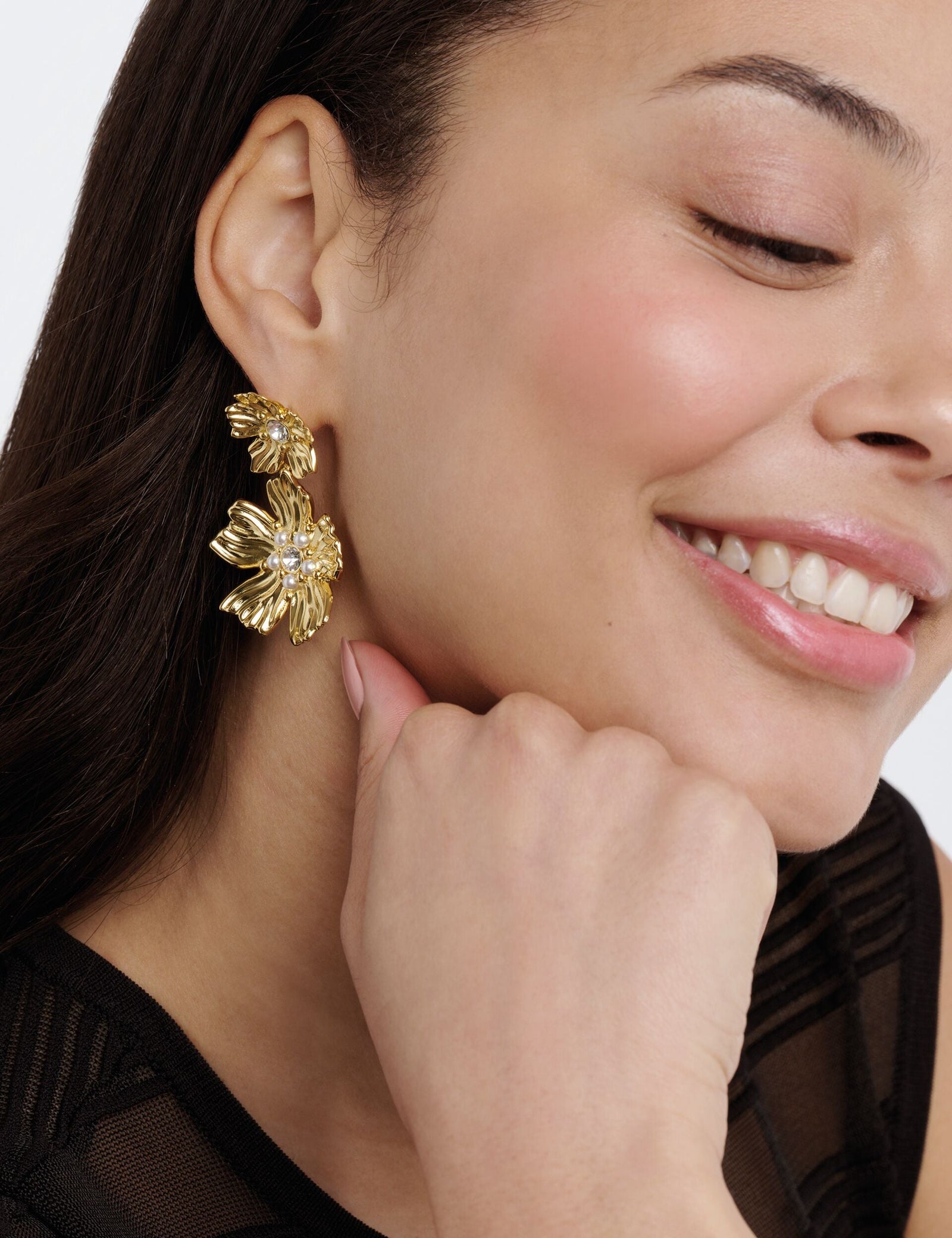 Ted Baker Gold Flower Statement Drop Earrings Women's