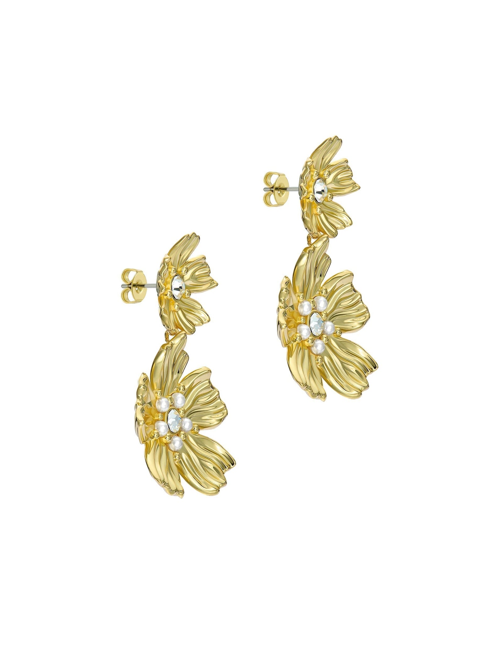 Ted Baker Gold Flower Statement Drop Earrings Women's