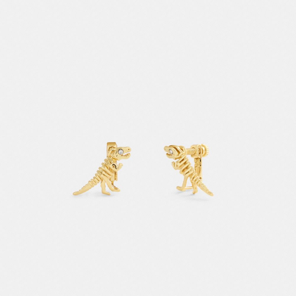 Coach Skeletal Rexy Clip On Stud Earrings Gold