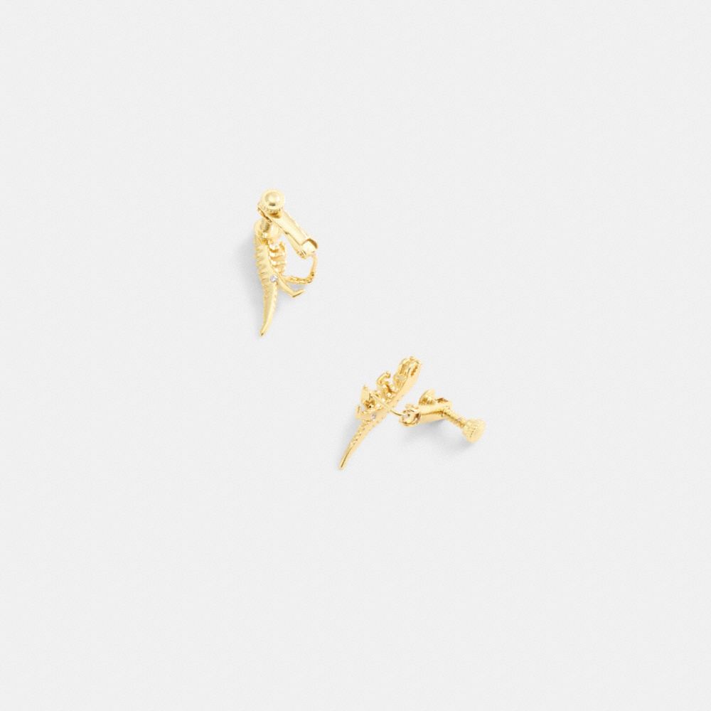 Coach Skeletal Rexy Clip On Stud Earrings Gold