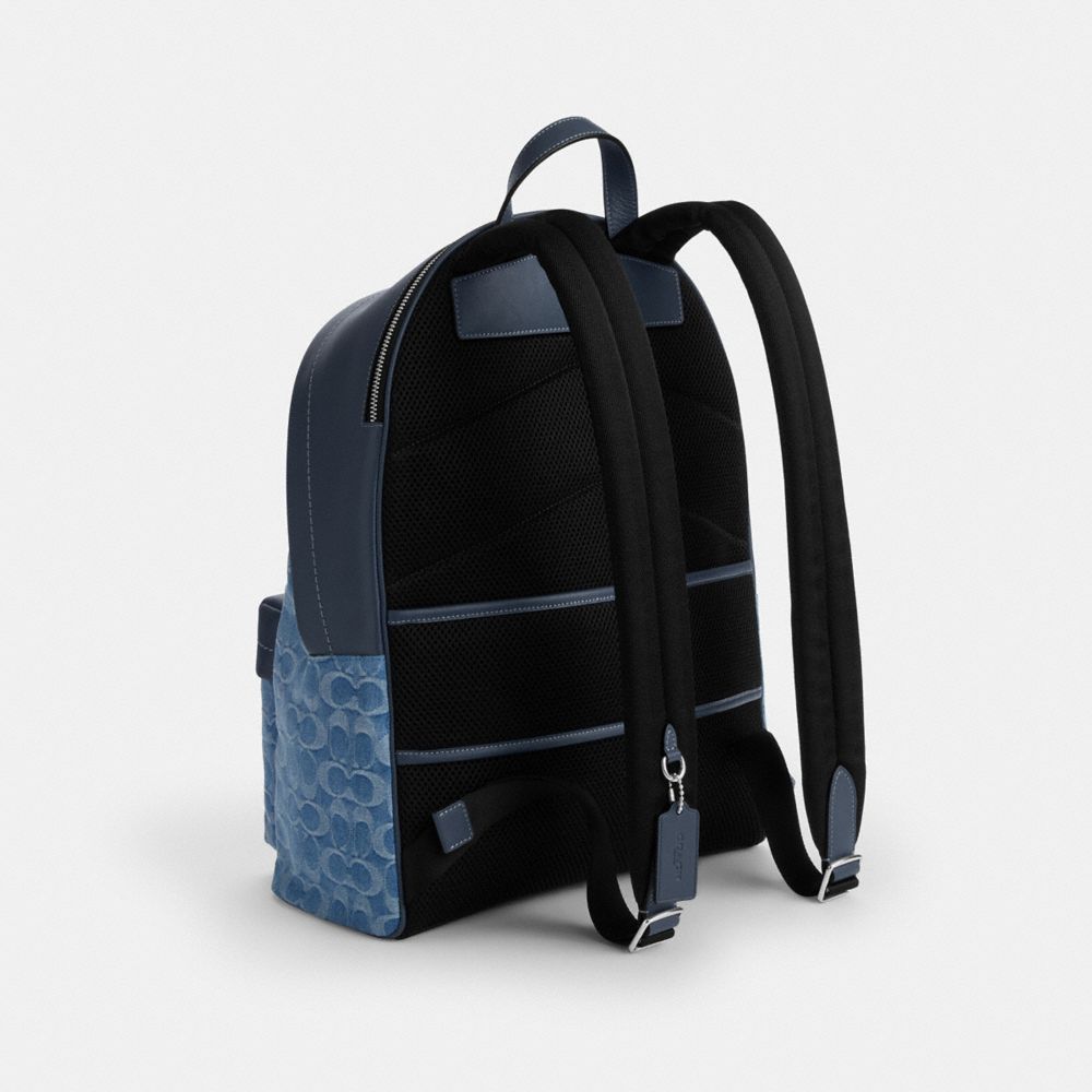 Coach Taylor Backpack In Signature Denim Silver Denim