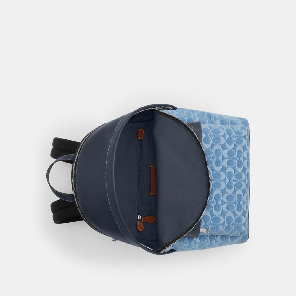 Coach Taylor Backpack In Signature Denim Silver Denim