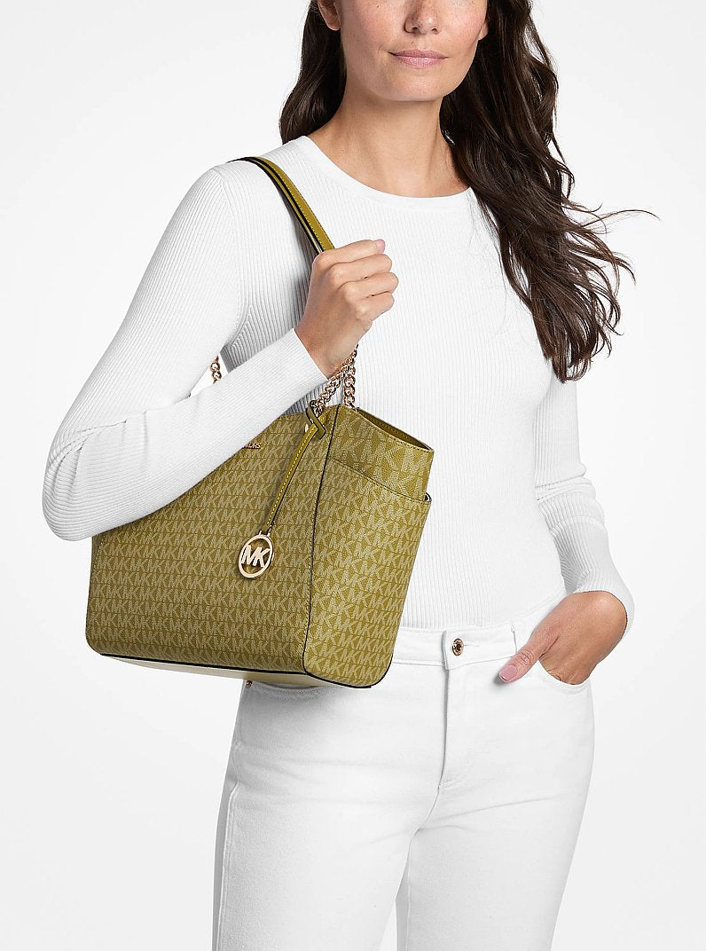 Michael Kors Jet Set Large Signature Logo Shoulder Bag Oregano