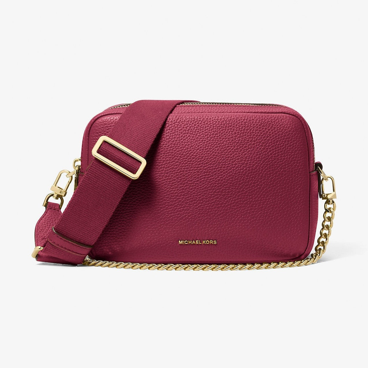 Michael Kors Bryant Medium Pebbled Leather Camera Crossbody Bag Mulberry