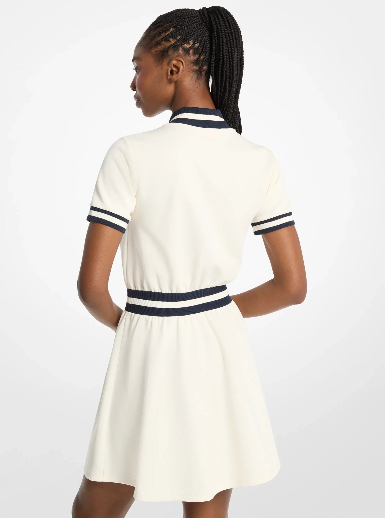 Michael Kors Cotton Blend Zip-Up Mini Dress BONE