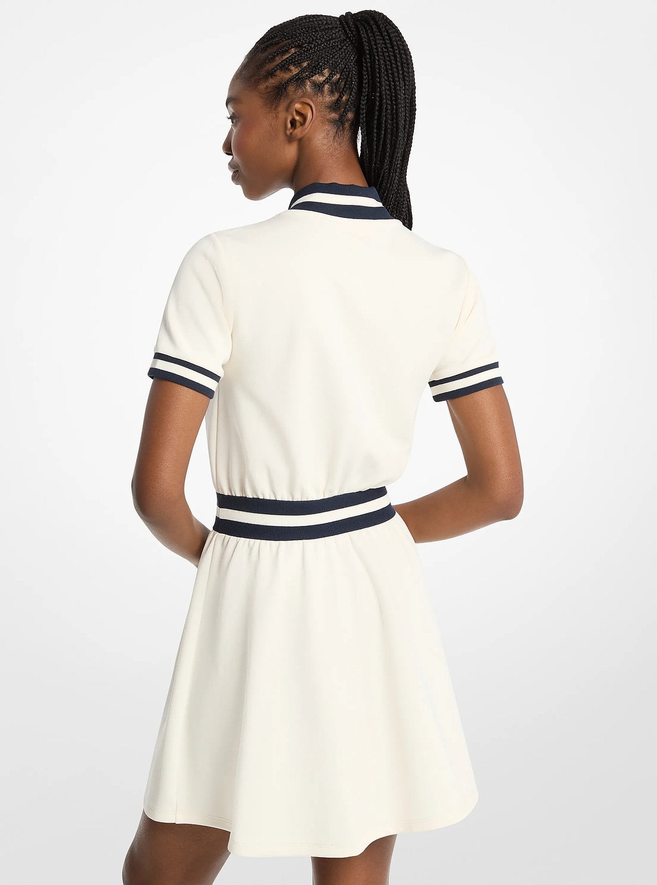 Michael Kors Cotton Blend Zip-Up Mini Dress BONE