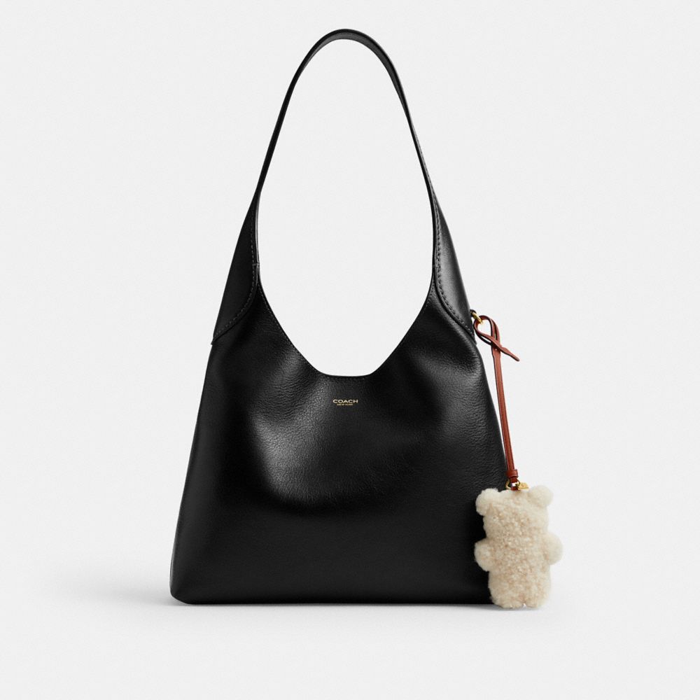 Bear Puffy Bag Charm In Shearling
