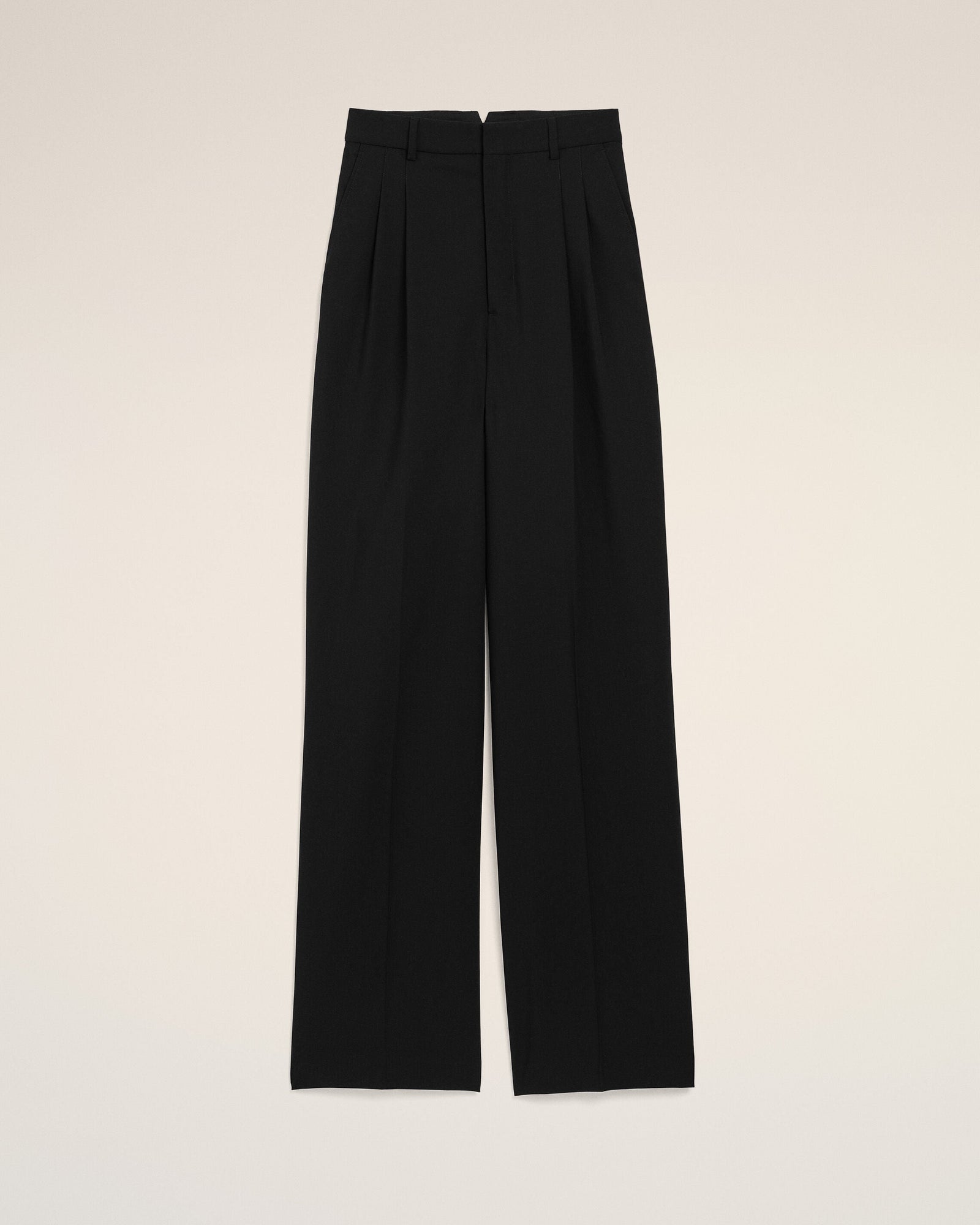 AmiParis Black New Wool High Waist Wide Trousers Women's
