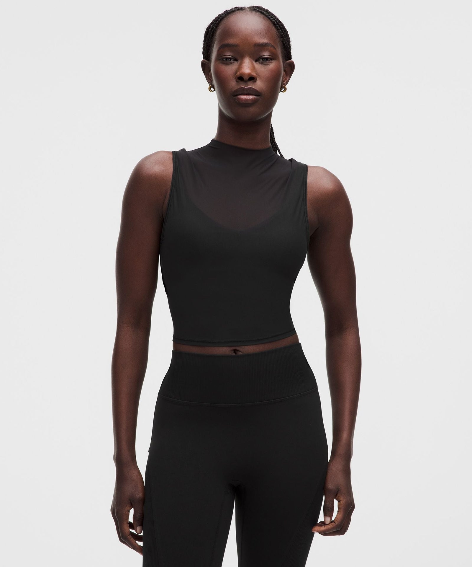 Lululemon Women's Nulu and Mesh-Overlay Cropped Studio Tank Top