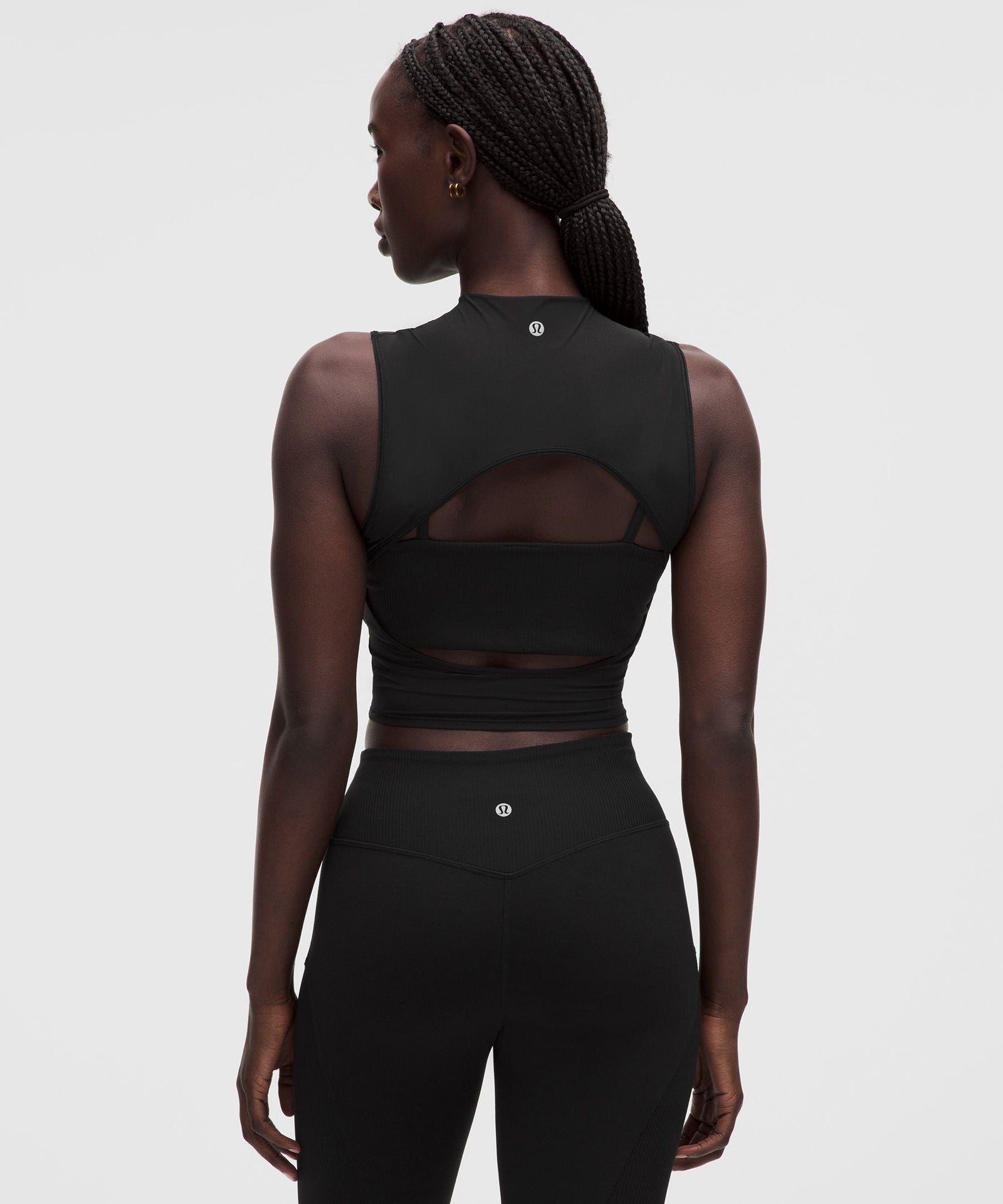 Lululemon Women's Nulu and Mesh-Overlay Cropped Studio Tank Top