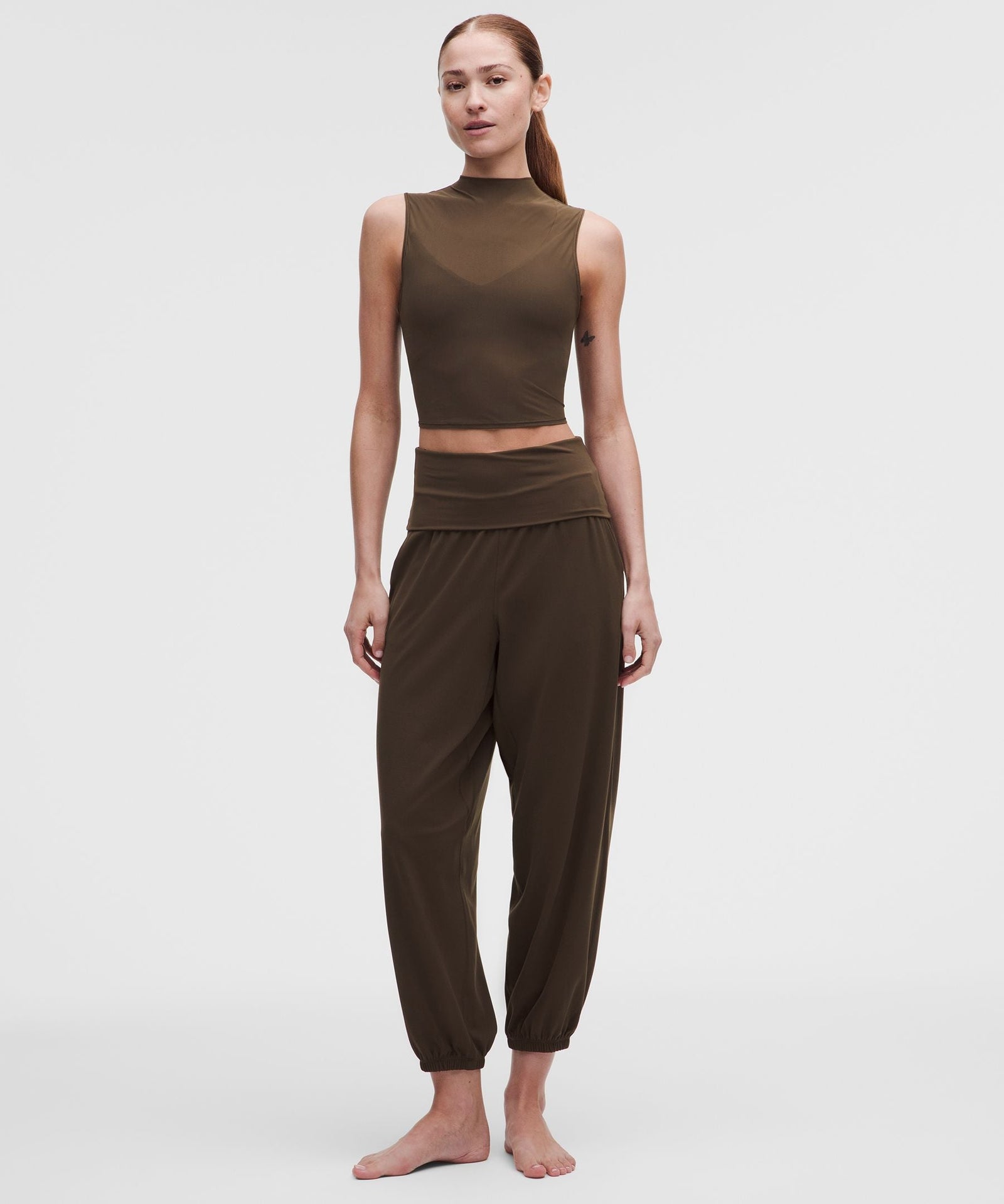 Lululemon Women's Nulu and Mesh-Overlay Cropped Studio Tank Top