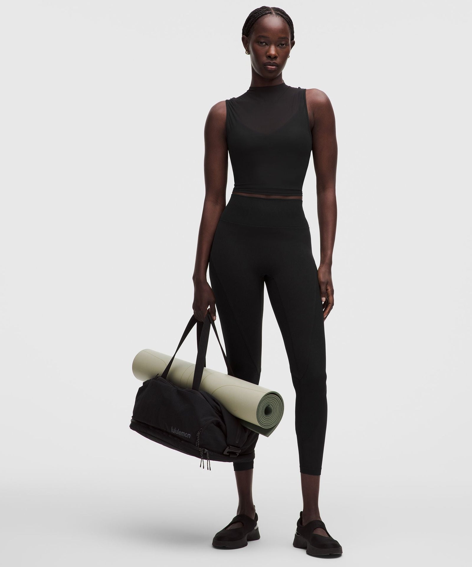 Lululemon Women's Nulu and Mesh-Overlay Cropped Studio Tank Top