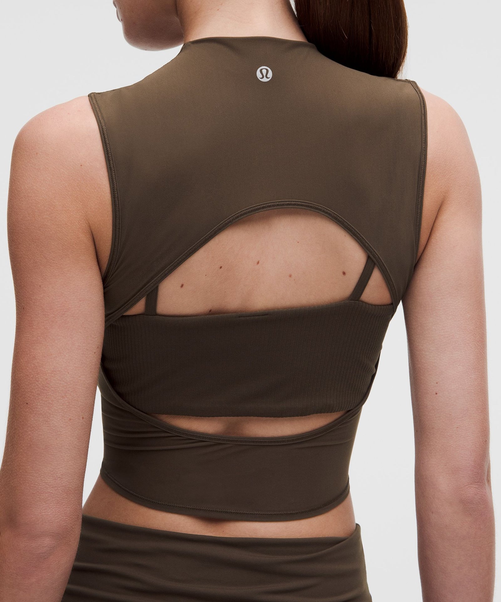 Lululemon Women's Nulu and Mesh-Overlay Cropped Studio Tank Top