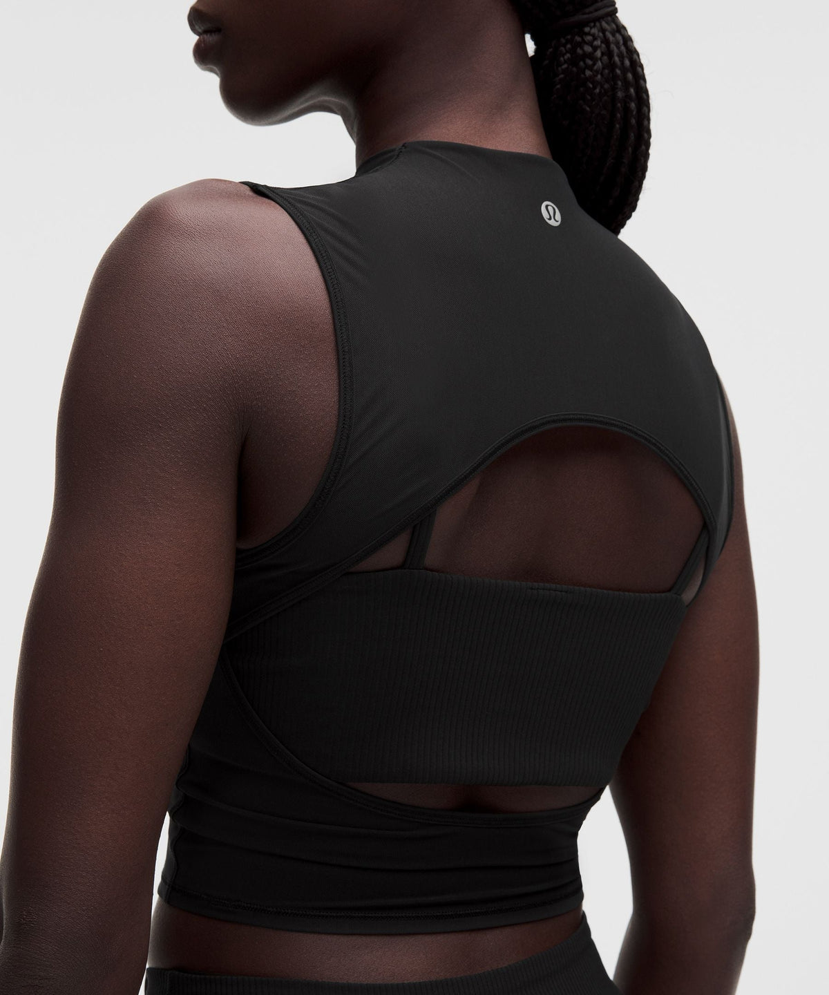 Lululemon Women's Nulu and Mesh-Overlay Cropped Studio Tank Top