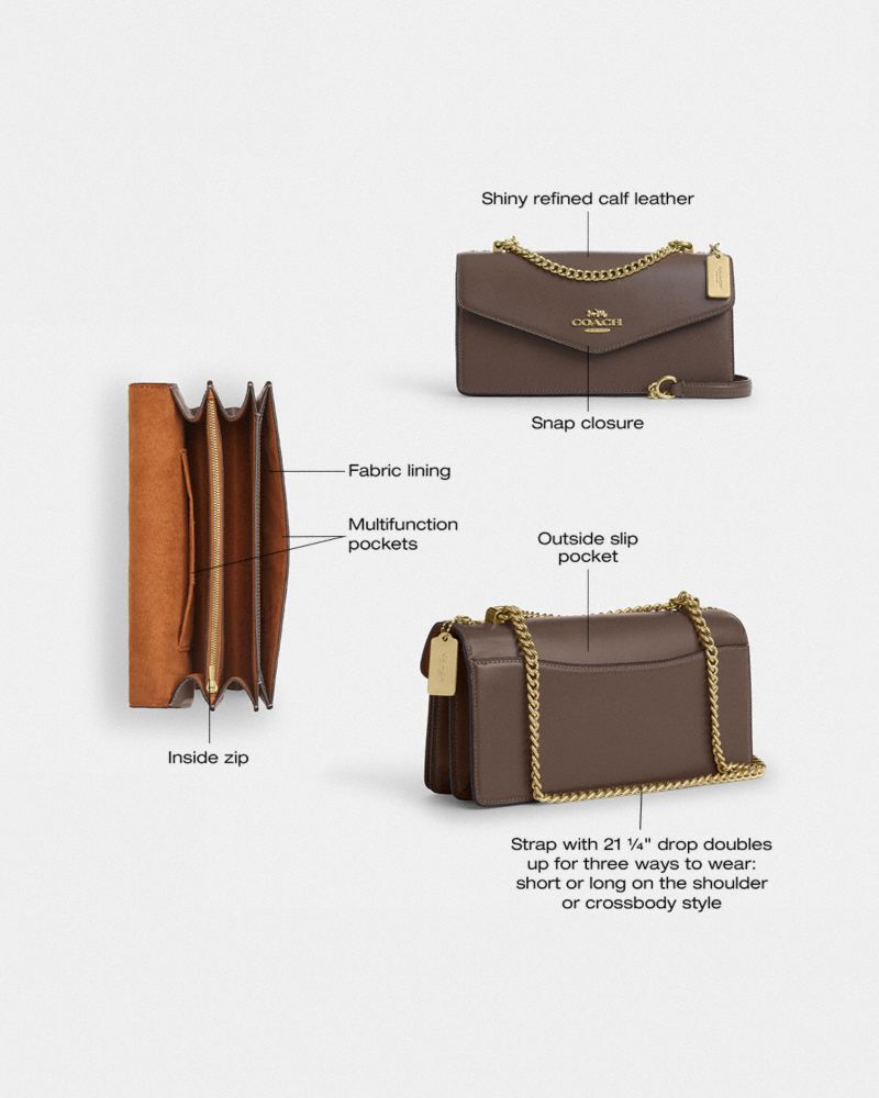 Coach Klare Envelope Crossbody Bag Gold Dark Stone