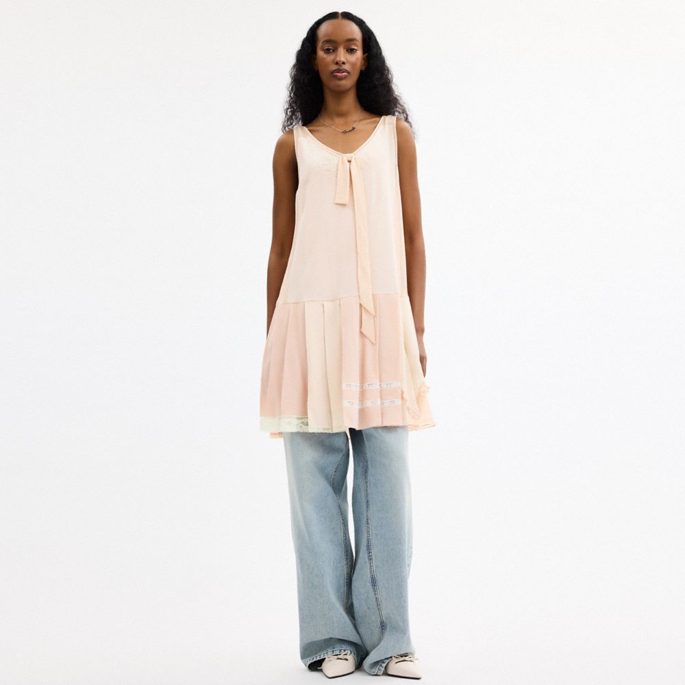 Coach Pleated Bow Dress Pink