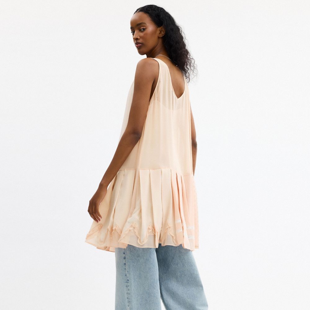 Coach Pleated Bow Dress Pink