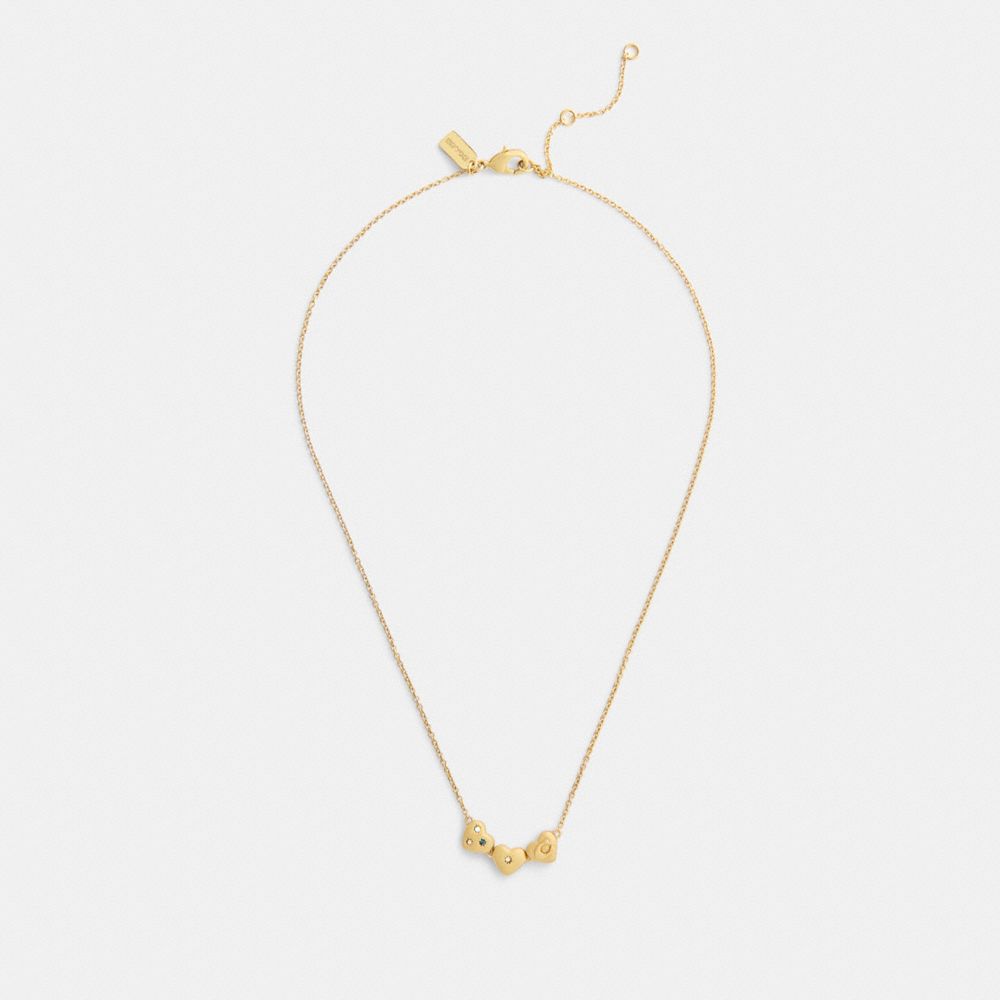 Coach Heart Cluster Pendant Necklace Gold Multi