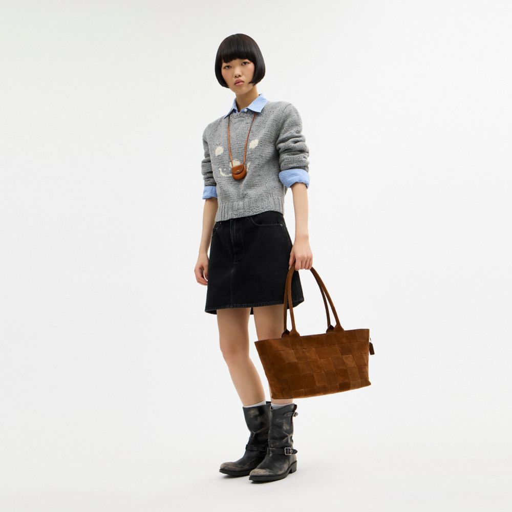 Coach Alter/Ego Large Tote Bag In Upcrafted Suede Warm Brown