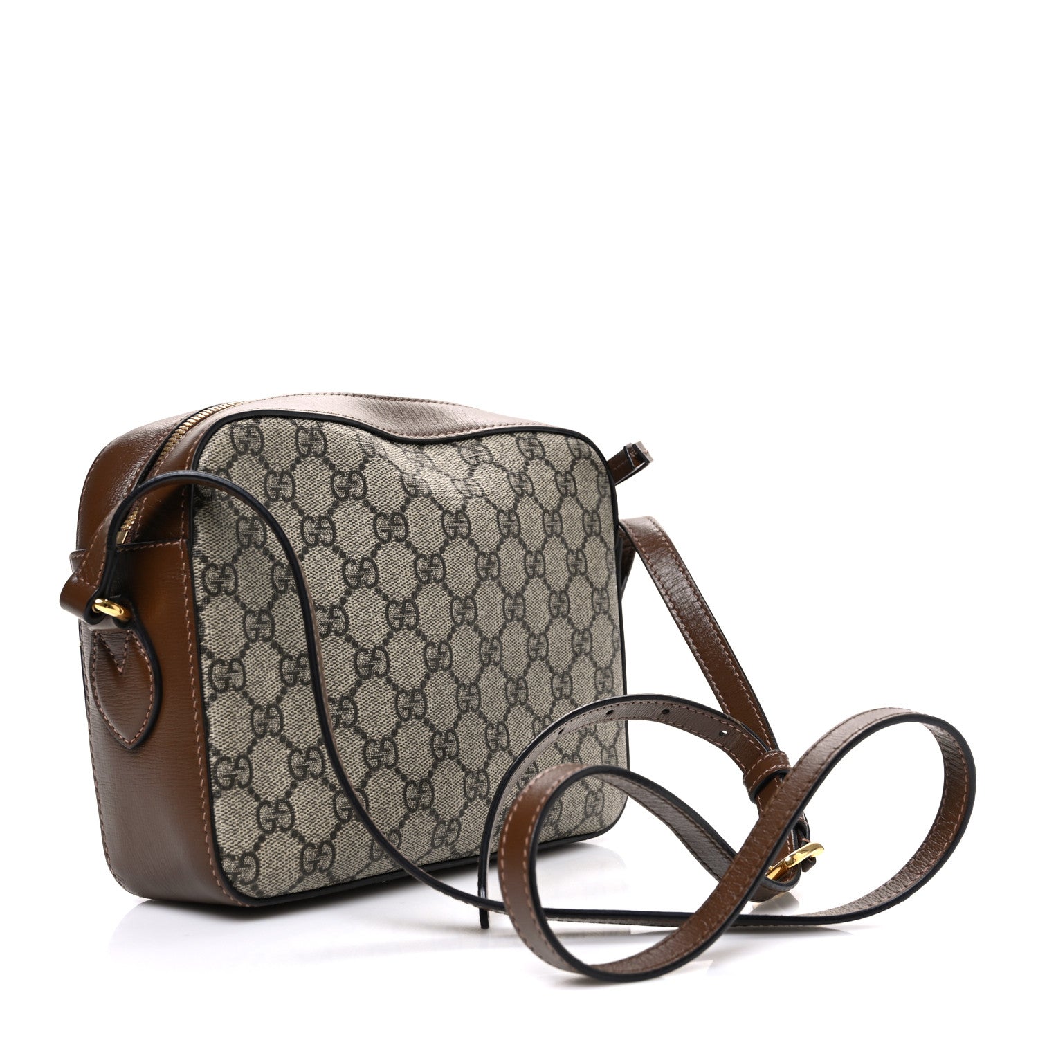 GG Supreme Monogram Small Horsebit 1955 Shoulder Bag Beige Brown Sugar