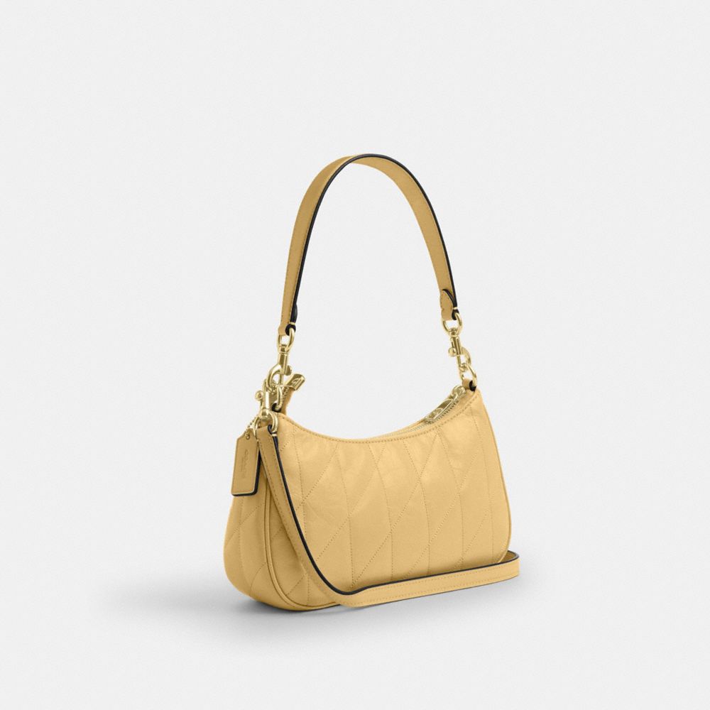 Coach Teri Shoulder Bag With Quilting Gold Soft Yellow