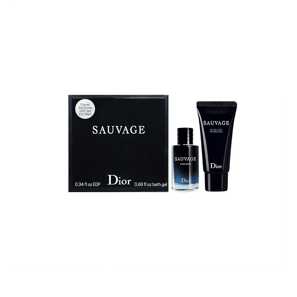 Dior Sauvage Men's Mini Travel Perfume & Shower Gel Gift Set (Perfume 10 ML / Lotion 0.34 Fl Oz)