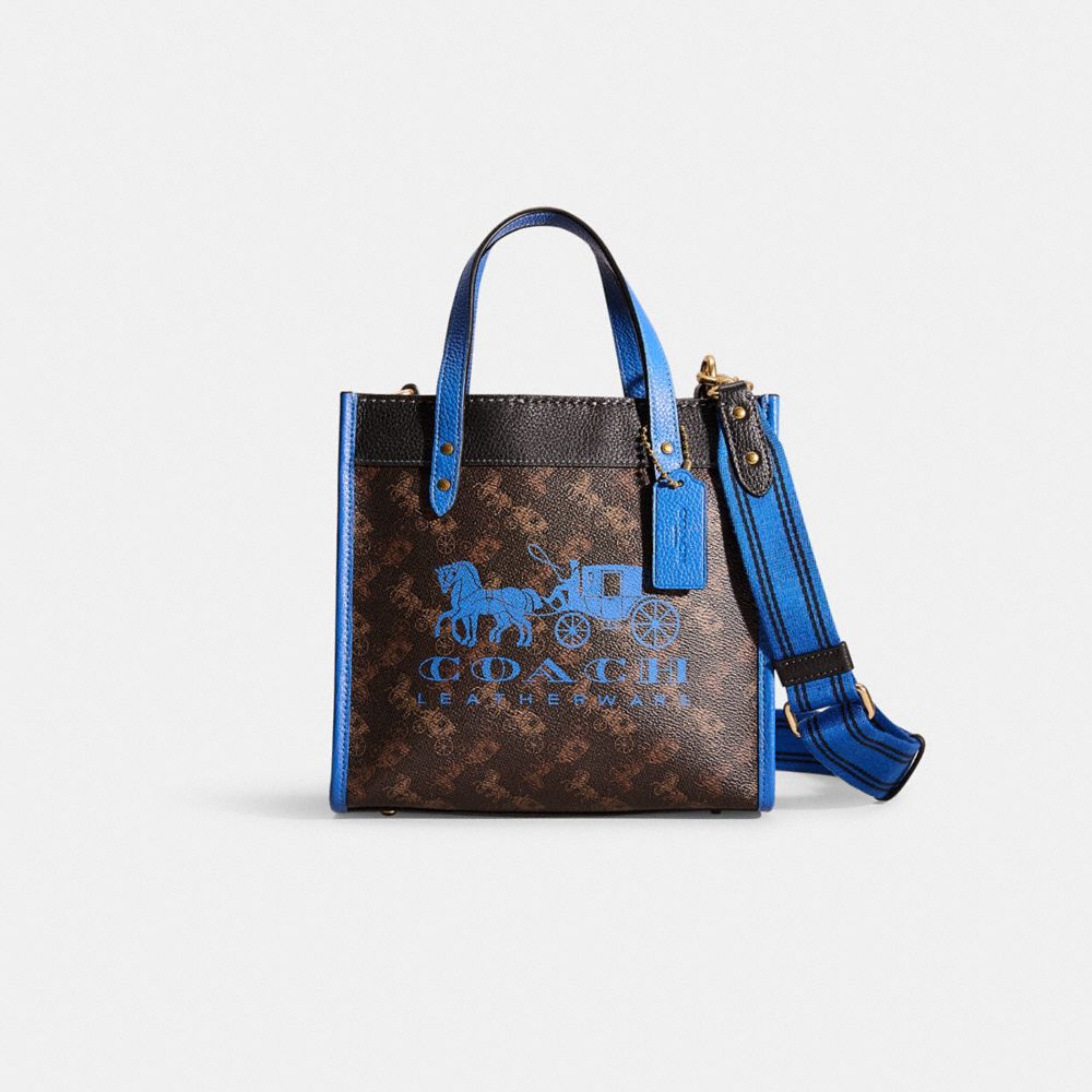 Restored Field Tote 22 With Horse And Carriage Print And Carriage Badge