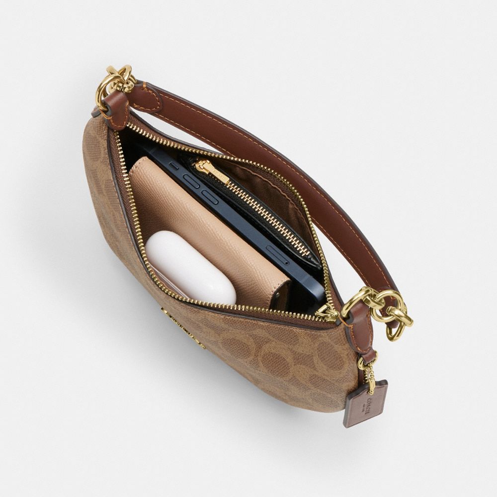 Coach Mini Payton Bag In Signature Canvas Gold Tan Brown