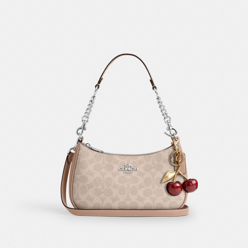 Coach Teri Shoulder Bag In Signature Canvas Silver Sand Taupe