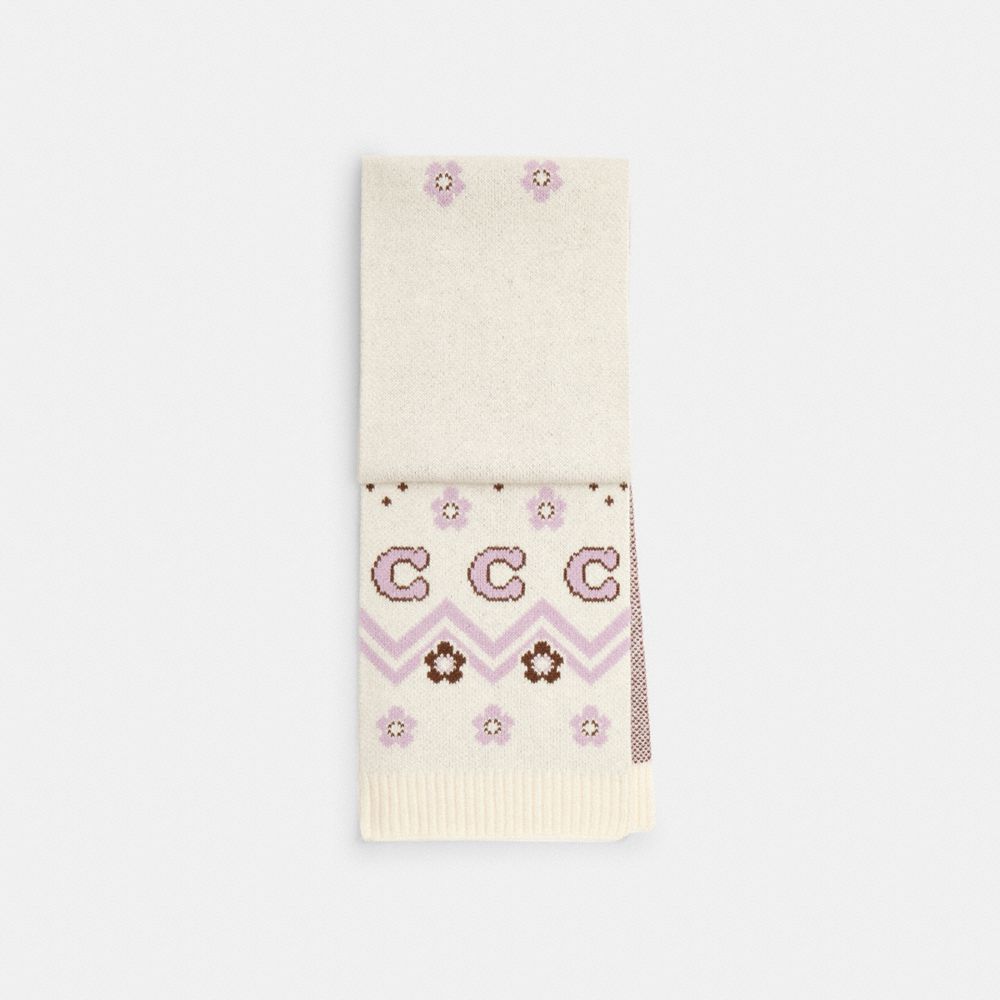 Fair Isle Print Knit Muffler
