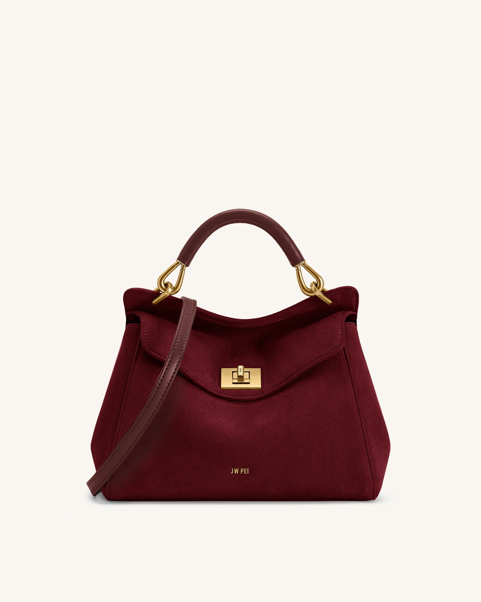 Lucia Classic Faux Suede Top Handle Bag - Taupe