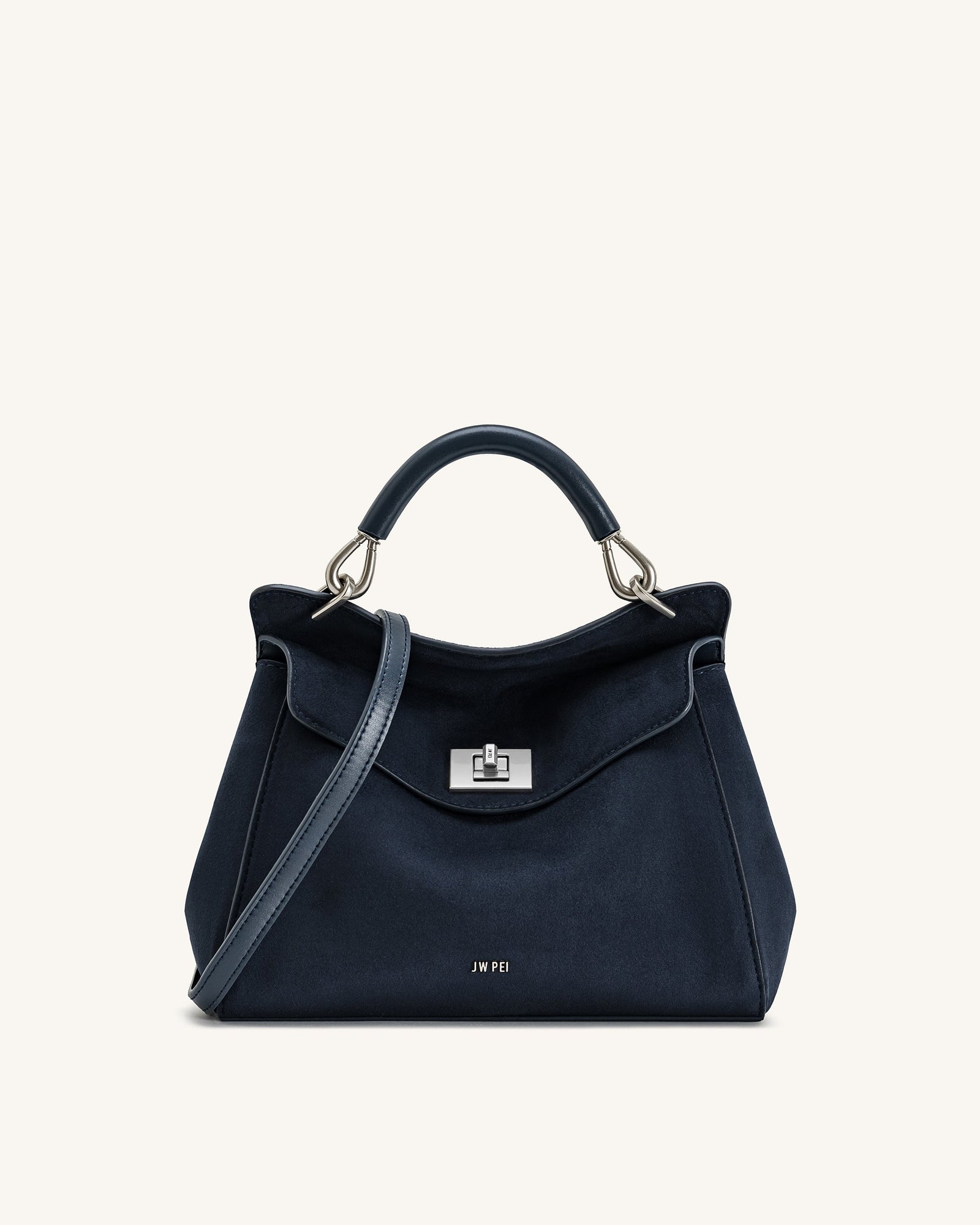 Lucia Classic Faux Suede Top Handle Bag - Taupe