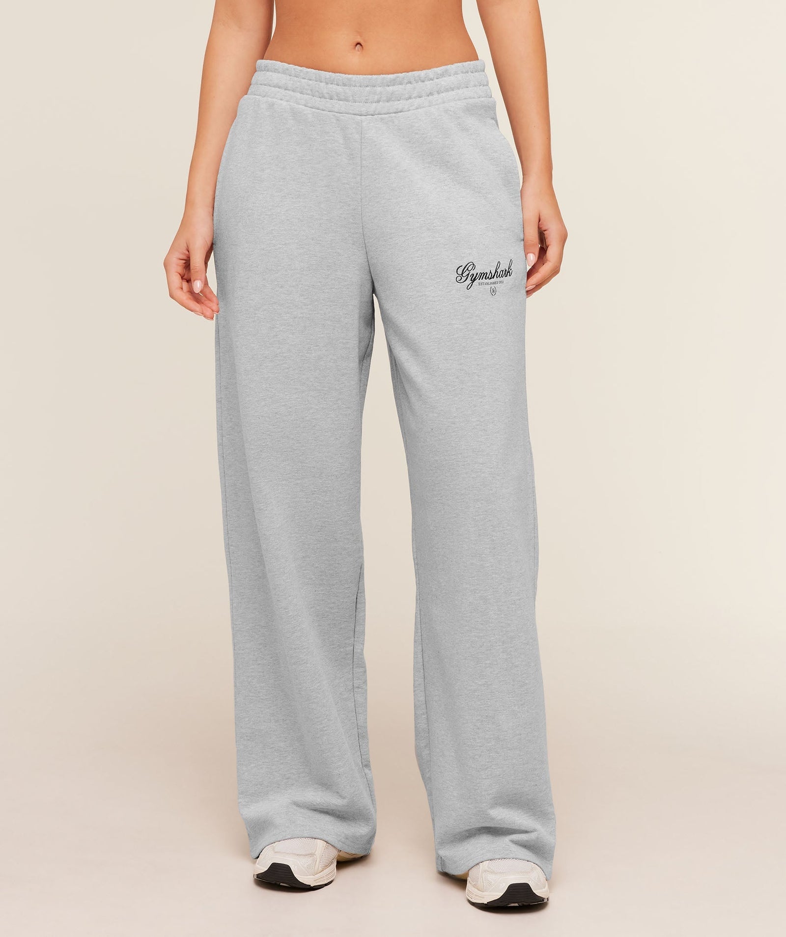 Women's Gymshark Script Embroidery Joggers Light Grey Core Marl