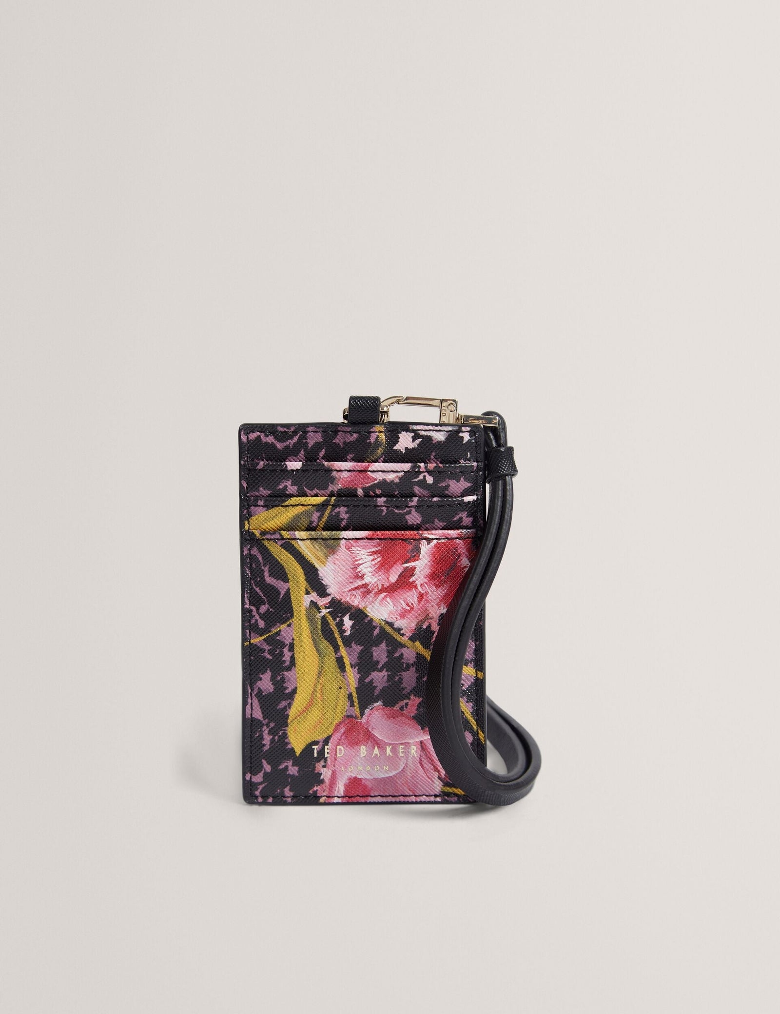 Ted Baker Tuly Floral Check Print Card Holder Lanyard Women's