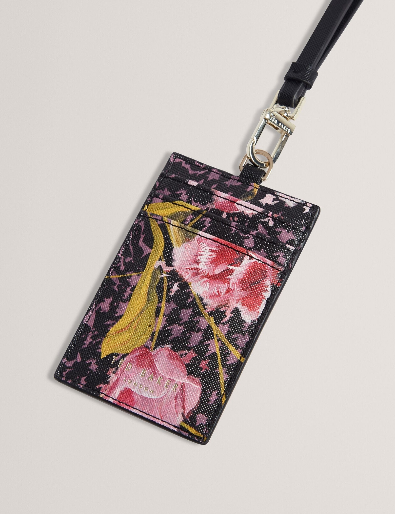 Ted Baker Tuly Floral Check Print Card Holder Lanyard Women's