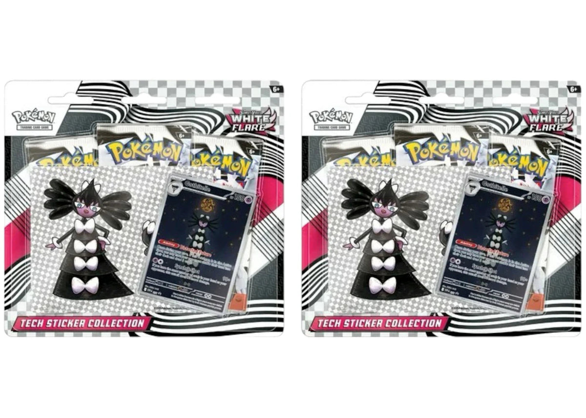 2025 Pokemon Scarlet & Violet White Flare Tech Sticker Collection Blister Pack 2X Lot