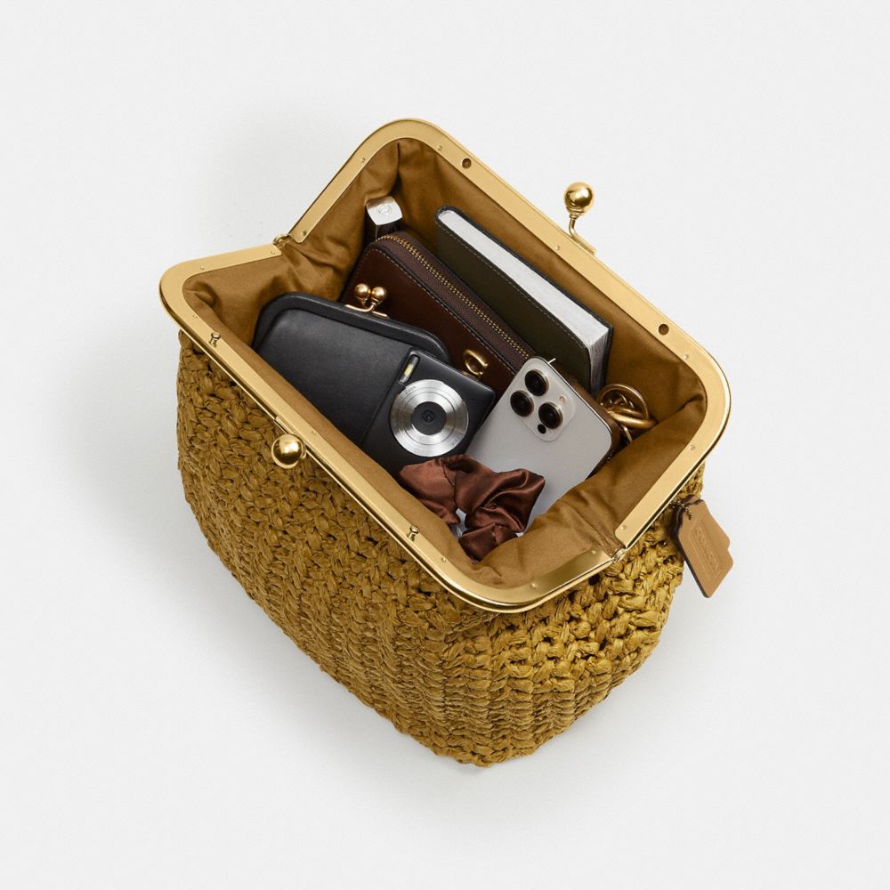 Coach Kisslock Frame Bag 27 Brass Muted Olive