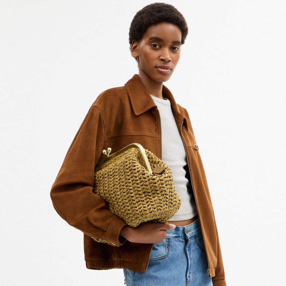 Coach Kisslock Frame Bag 27 Brass Muted Olive