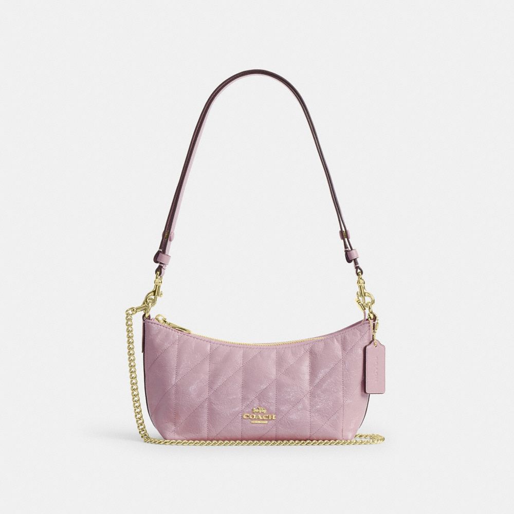 Coach Caitlin Shoulder Bag With Quilting Gold Carnation