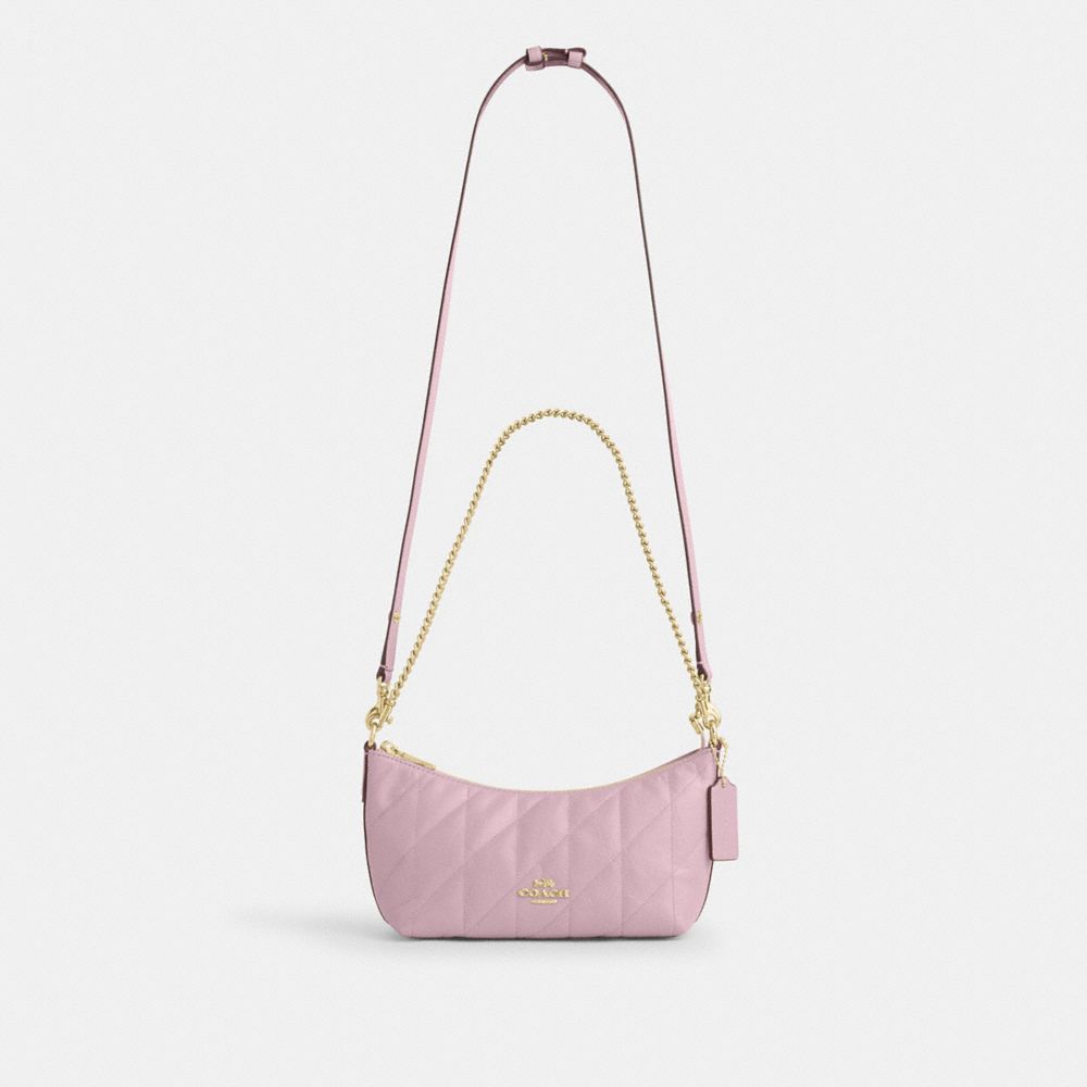 Coach Caitlin Shoulder Bag With Quilting Gold Carnation