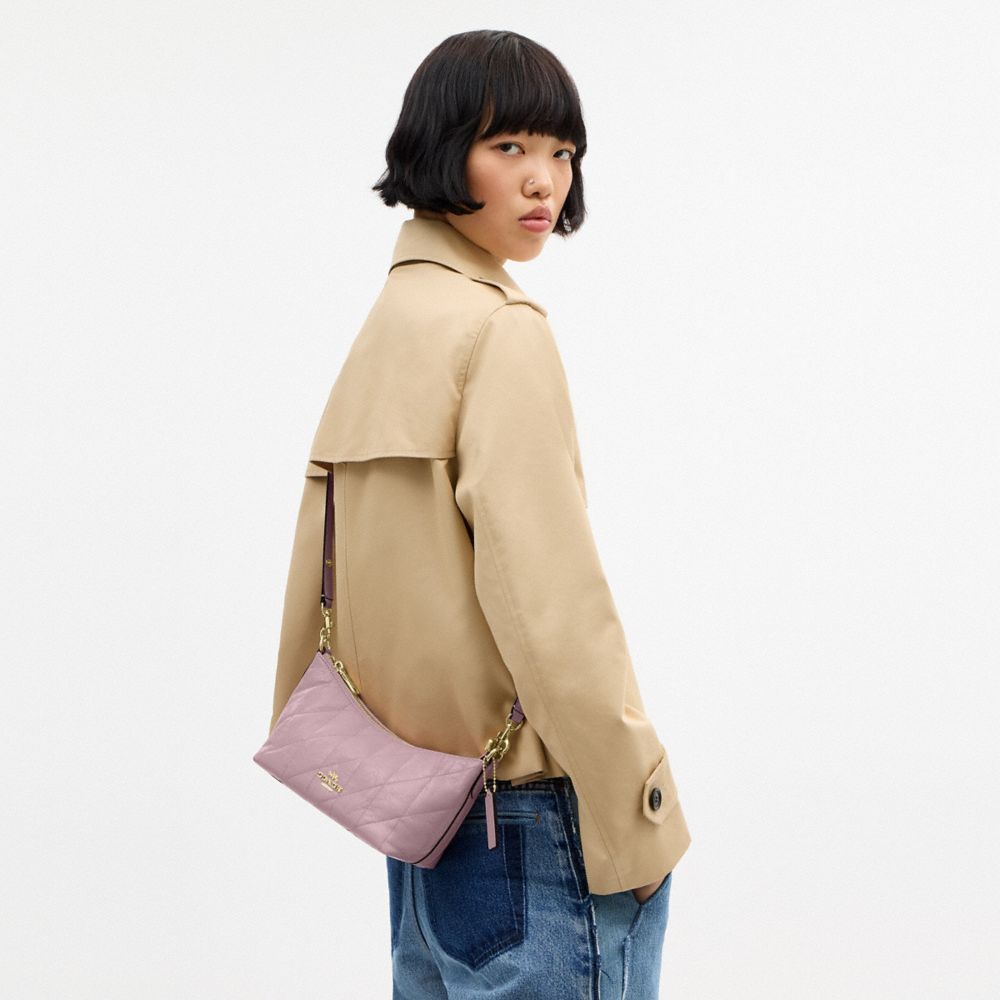 Coach Caitlin Shoulder Bag With Quilting Gold Carnation
