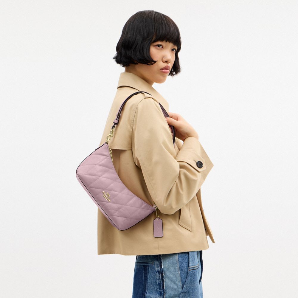 Coach Caitlin Shoulder Bag With Quilting Gold Carnation