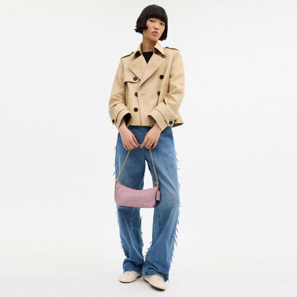Coach Caitlin Shoulder Bag With Quilting Gold Carnation